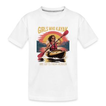 Girls Who Kayak Heaven Gift Design - Kinder Premium Bio T-Shirt - Weiß - Vorne