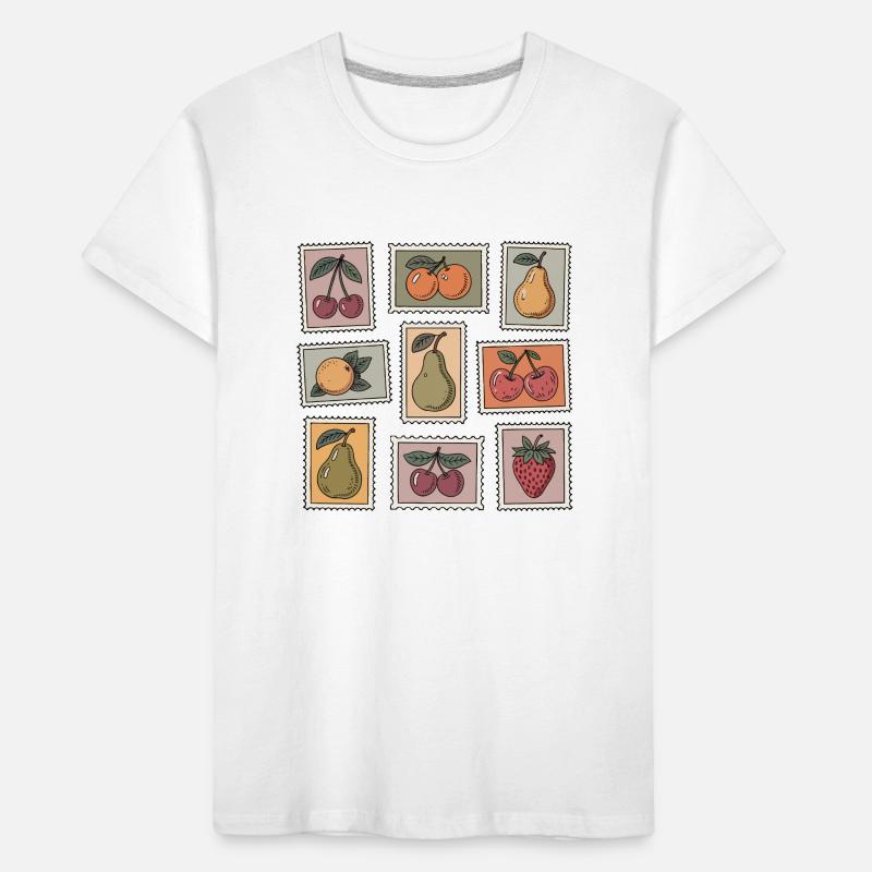 Pastel Fruit Stamp Pattern Kids' Premium Organic T-Shirt