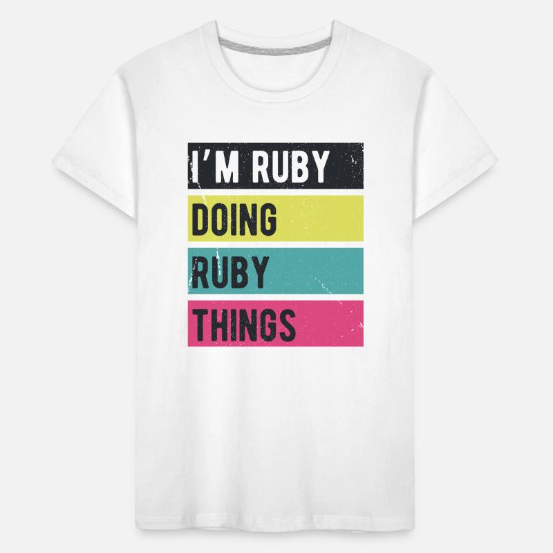 Je suis Ruby qui fait des couleurs rétro de Ruby Things T-shirt bio Premium Enfant