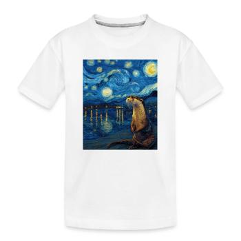 Otter Van Gogh - Kids' Premium Organic T-Shirt - white - Front
