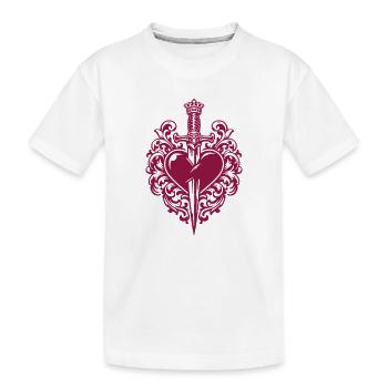 Je t’aime - Saint-Valentin | Ornement en forme de cœur en dague - T-shirt bio Premium Enfant - blanc - Devant