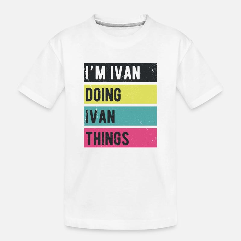 Ich bin Ivan und mache Ivan Things Retro-Farben - Kinder Premium Bio T-Shirt - Weiß