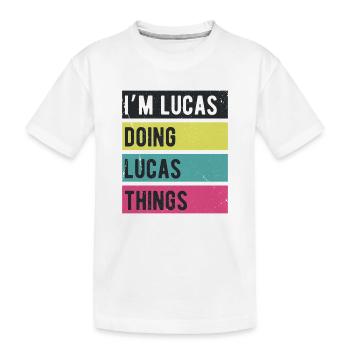 Je suis Lucas qui fait des couleurs rétro de Lucas Things - T-shirt bio Premium Enfant - blanc - Devant