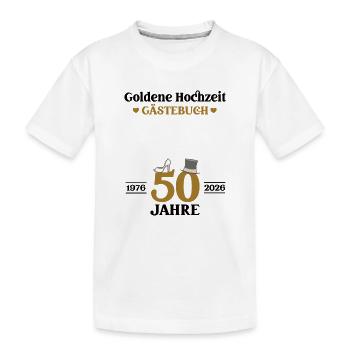 Goldene Hochzeit 2026 50. Hochzeitstag Gästebuch - Kinder Premium Bio T-Shirt - Weiß - Vorne