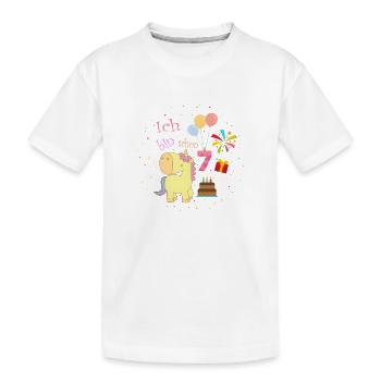 7. Geburtstag Einhorn – Ich bin schon 7 Mädchen - Kinder Premium Bio T-Shirt - Weiß - Vorne