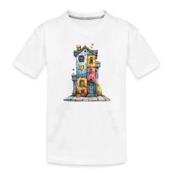 Maison du Cœur en aquarelle - T-shirt bio Premium Enfant - blanc - Devant