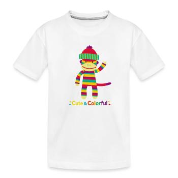 Bunter Streifen-Affe: Cute & Colorful Design - Kinder Premium Bio T-Shirt - Weiß - Vorne