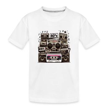 Cassette Era Boombox Collage - Kids' Premium Organic T-Shirt - white - Front