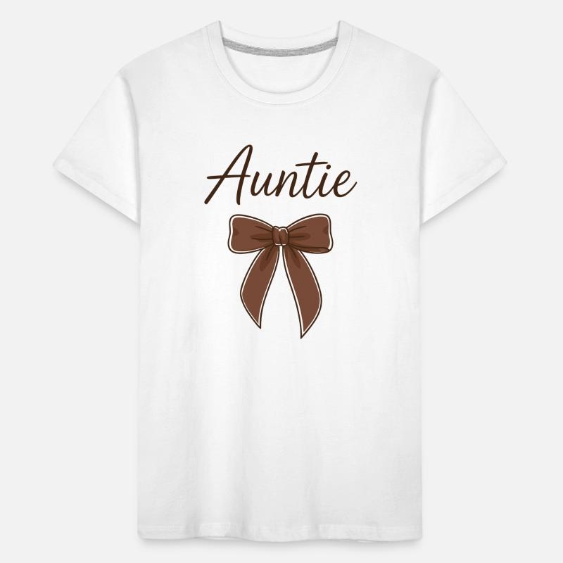 Auntie Bow - Brown Script Bow Kids' Premium Organic T-Shirt