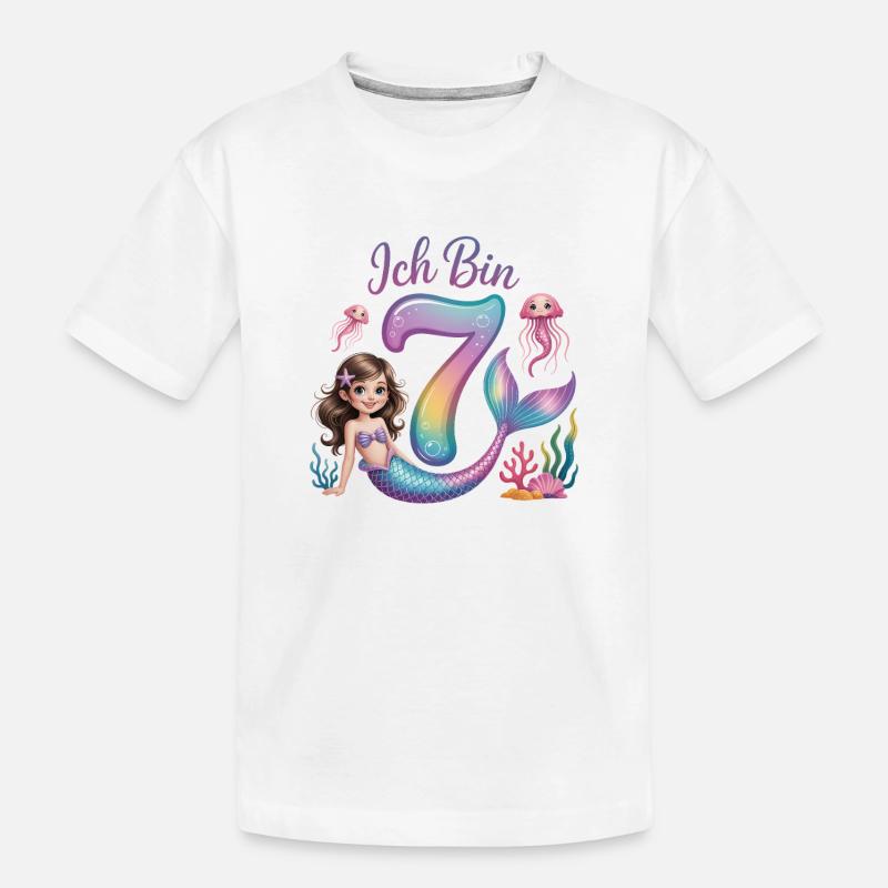 Ich Bin 7 Meerjungfrauen Mädchen 7. Geburtstag - Kinder Premium Bio T-Shirt - Weiß