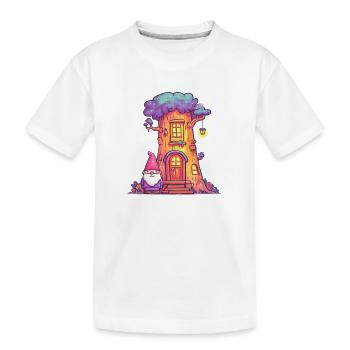 Lustiges Baumhausgnom mit Laterne - Kinder Premium Bio T-Shirt - Weiß - Vorne