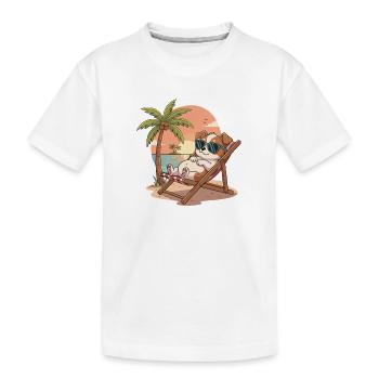 Strand-Lounge Corgi - Kinder Premium Bio T-Shirt - Weiß - Vorne