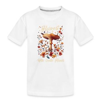 Mit sanfter Hand ernten | Pilze Wald - Kinder Premium Bio T-Shirt - Weiß - Vorne
