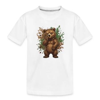 Waldbär im Schlamm - Kinder Premium Bio T-Shirt - Weiß - Vorne