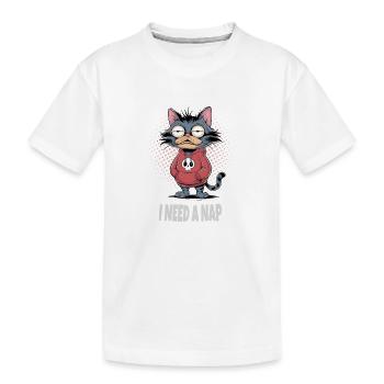 I Need A Nap Müde Katze  - Kinder Premium Bio T-Shirt - Weiß - Vorne