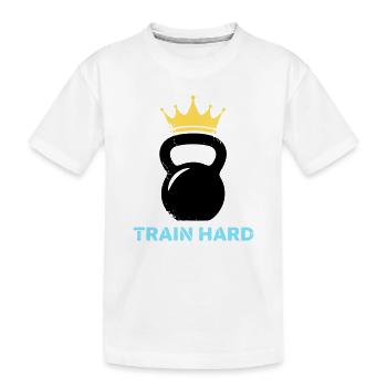 Kugelhantel Krone Train Hard - Kinder Premium Bio T-Shirt - Weiß - Vorne