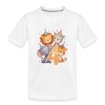 Geburtstag 4 Zirkus Tiere Vier Jahre alt Junge - Kinder Premium Bio T-Shirt - Weiß - Vorne