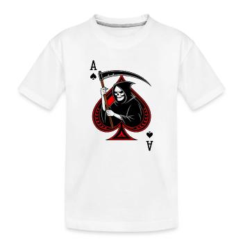 Reaper mit Sense auf dem Ass der Schwerter - Kinder Premium Bio T-Shirt - Weiß - Vorne