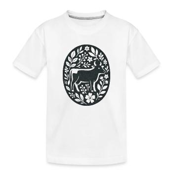 Kuh | Bauernhof Blumen Folk Art - Kinder Premium Bio T-Shirt - Weiß - Vorne