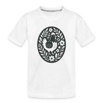 Huhn | Bauernhof Blumen Folk Art - Kinder Premium Bio T-Shirt - Weiß - Vorne