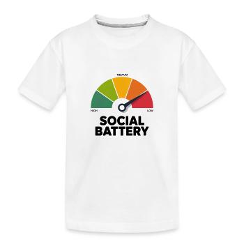 Social Low Battery - Kids' Premium Organic T-Shirt - white - Front