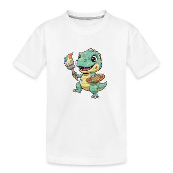 DinoArtist avec palette de couleurs - T-shirt bio Premium Enfant - blanc - Devant