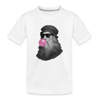 Leonardo Da Vinci with chewing gum and sunglasses - Kids' Premium Organic T-Shirt - white - Front