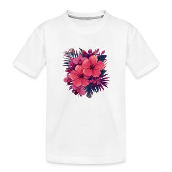 Hibiskusblütenstrauß in Pink-Palette - Kinder Premium Bio T-Shirt - Weiß - Vorne