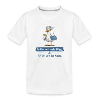 Küstenmöwe mit Pommes früher war mehr Wind  - Kinder Premium Bio T-Shirt - Weiß - Vorne