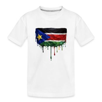 South Sudan Flag Drop Art - Kids' Premium Organic T-Shirt - white - Front