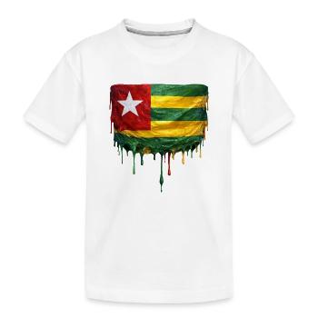Togo Flagge Tropfenkunst - Kinder Premium Bio T-Shirt - Weiß - Vorne