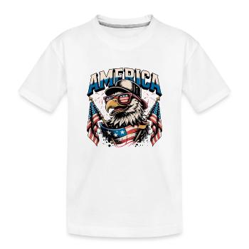 Patriotic Eagle with Flags - Kids' Premium Organic T-Shirt - white - Front