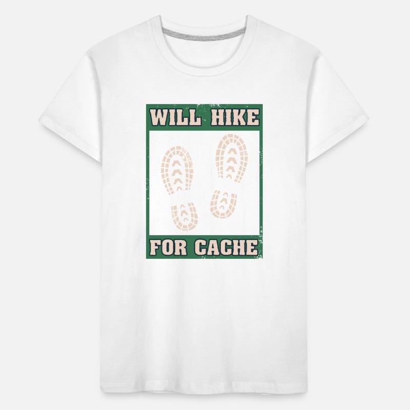 Will Hike For Cache Geocaching Graphic Kids' Premium Organic T-Shirt