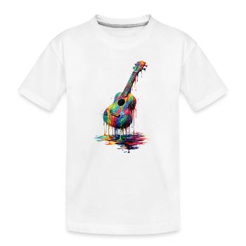 Ukulele with dripping paint - Kids' Premium Organic T-Shirt - white - Front
