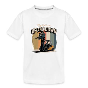 Mein Leben rauf runter | Gabelstapler - Kinder Premium Bio T-Shirt - Weiß - Vorne