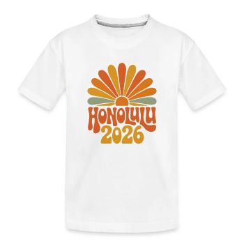 Honolulu 2026 Rétro Sunburst - T-shirt bio Premium Enfant - blanc - Devant