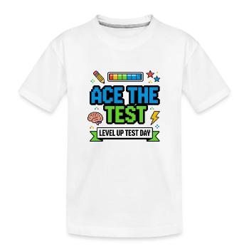 Ace the Test Level Up Test Day Gamer - Kinder Premium Bio T-Shirt - Weiß - Vorne