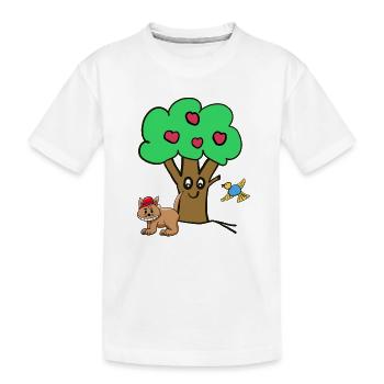 Pommier Chat Oiseau Enfants Jardin Nature - T-shirt bio Premium Enfant - blanc - Devant
