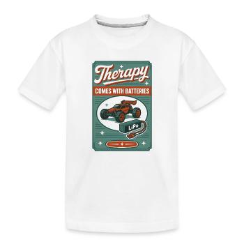 Therapie mit Akku | RC Auto LiPo - Kinder Premium Bio T-Shirt - Weiß - Vorne