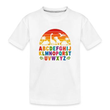 Regenbogen-Dino-Alphabet - Kinder Premium Bio T-Shirt - Weiß - Vorne