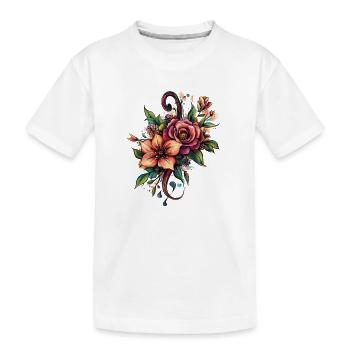 Floral splendour in a swirl of colour - Kids' Premium Organic T-Shirt - white - Front