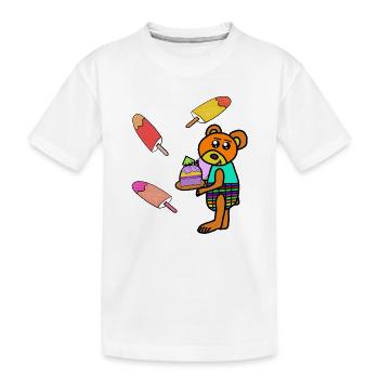 Teddy Teddys Kinder Eiskrem Muffin naschen - Kinder Premium Bio T-Shirt - Weiß - Vorne