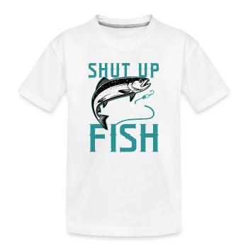 Shut Up and Fish Funny Vintage Salmon Fishing Art - Kinder Premium Bio T-Shirt - Weiß - Vorne
