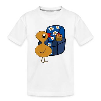 Küken Muffin Sessel Feierabend Huhn - Kinder Premium Bio T-Shirt - Weiß - Vorne