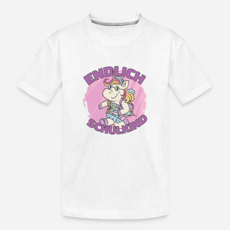 Geschenk Einschulung Endlich Schulkind - Kinder Premium Bio T-Shirt - Weiß