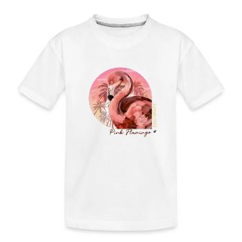 Illustration de flamant rose dans le cercle du coucher de soleil - T-shirt bio Premium Enfant - blanc - Devant