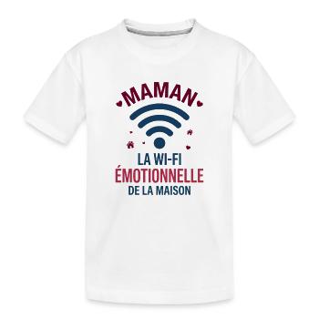 Maman La Wi-Fi Émotionnelle De La Maison - T-shirt bio Premium Enfant - blanc - Devant