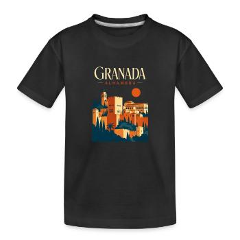 Granada Alhambra Travel Souvenir, Andalusia Spain - Kinder Premium Bio T-Shirt - Schwarz - Vorne