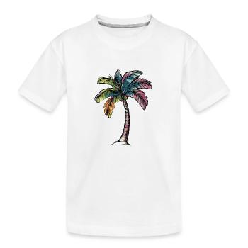 Palme Strand - Kinder Premium Bio T-Shirt - Weiß - Vorne