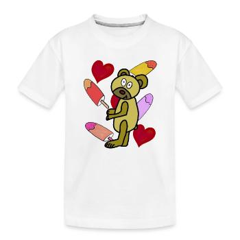 Eis Bär Bären Eiskrem Sommer Kinder Teddy - Kinder Premium Bio T-Shirt - Weiß - Vorne